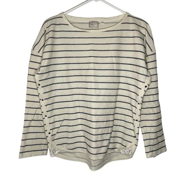 Anthro Postage Stamp Striped Long Sleeve Shirt Size S - Picture 1 of 4